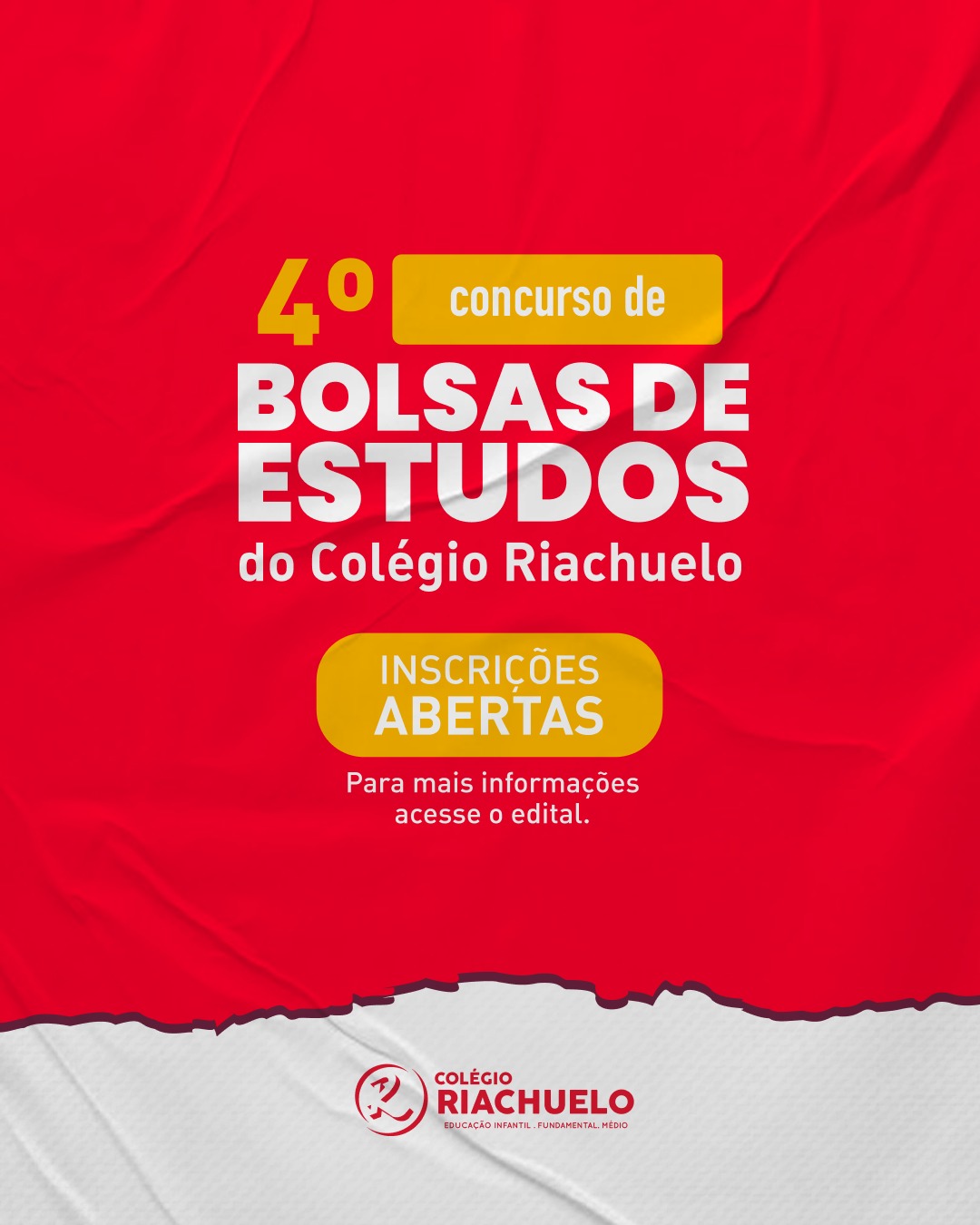 INSCRIÇÕES ABERTAS PARA O 4° CONCURSO DE BOLSAS DO COLÉGIO RIACHUELO INSCRIÇÕES ABERTAS PARA O 4° CONCURSO DE BOLSAS DO COLÉGIO RIACHUELO
